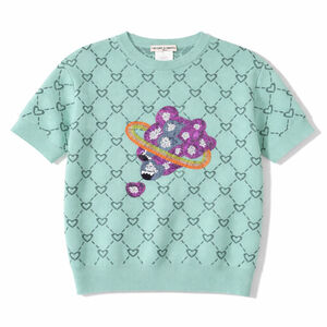 Celeste L’Amour Paris Mint Heart Sweater Sequin Graphic Size L